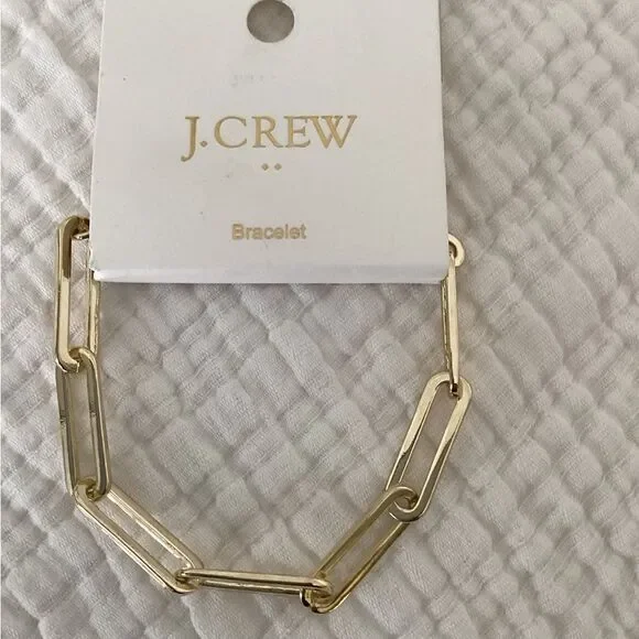 NWT J Crew larger chunky paper clip good tone bracelet, Cubic Zirconia, brass - Picture 5 of 7